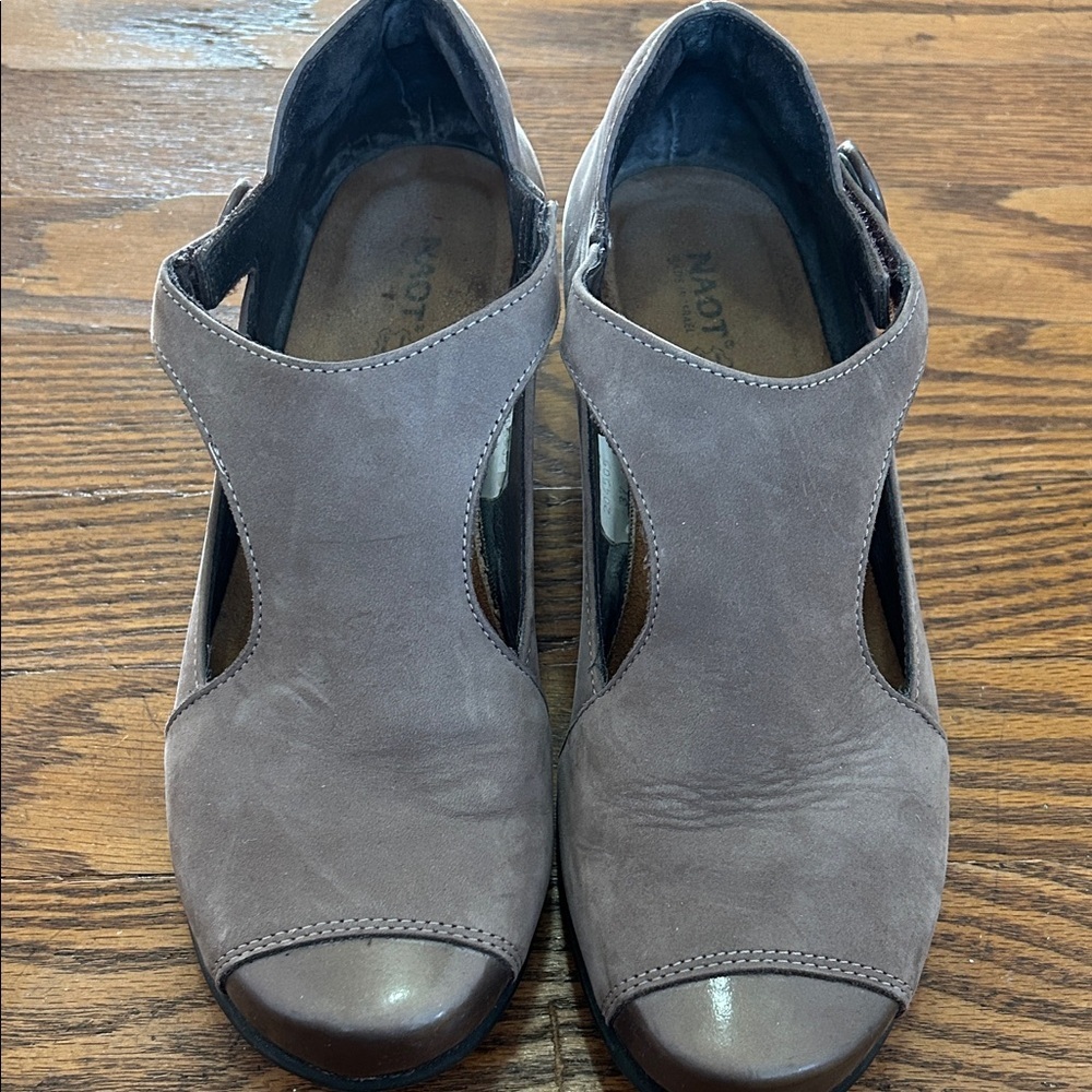 Naot Shoes Women's 37 Taupe Eden Mary Jane Heels Nubuck Work Comfortable - Picture 9 of 10
